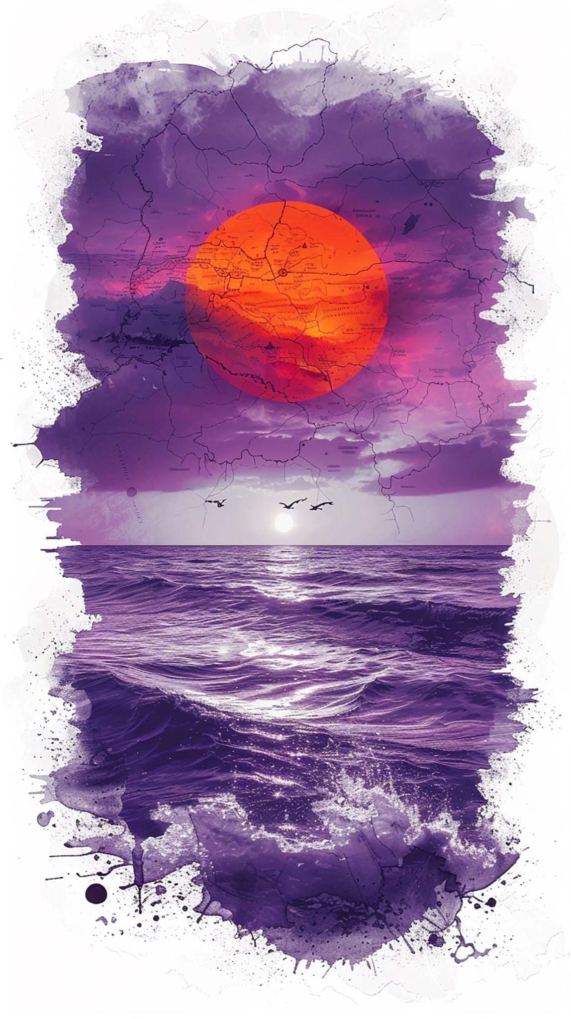 Dramatic Sunset Over The Ocean Wall Art