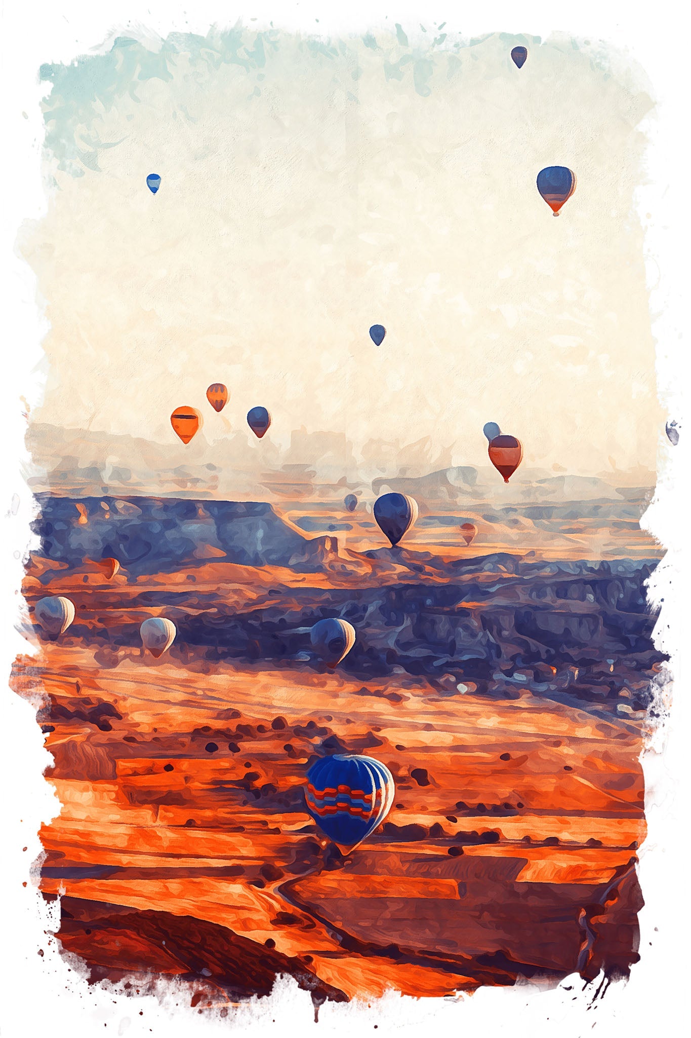 Hot Air Balloon Landscape Wall Art