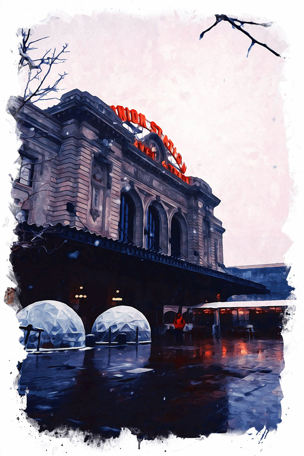 Union Station Winter Scene Art Print