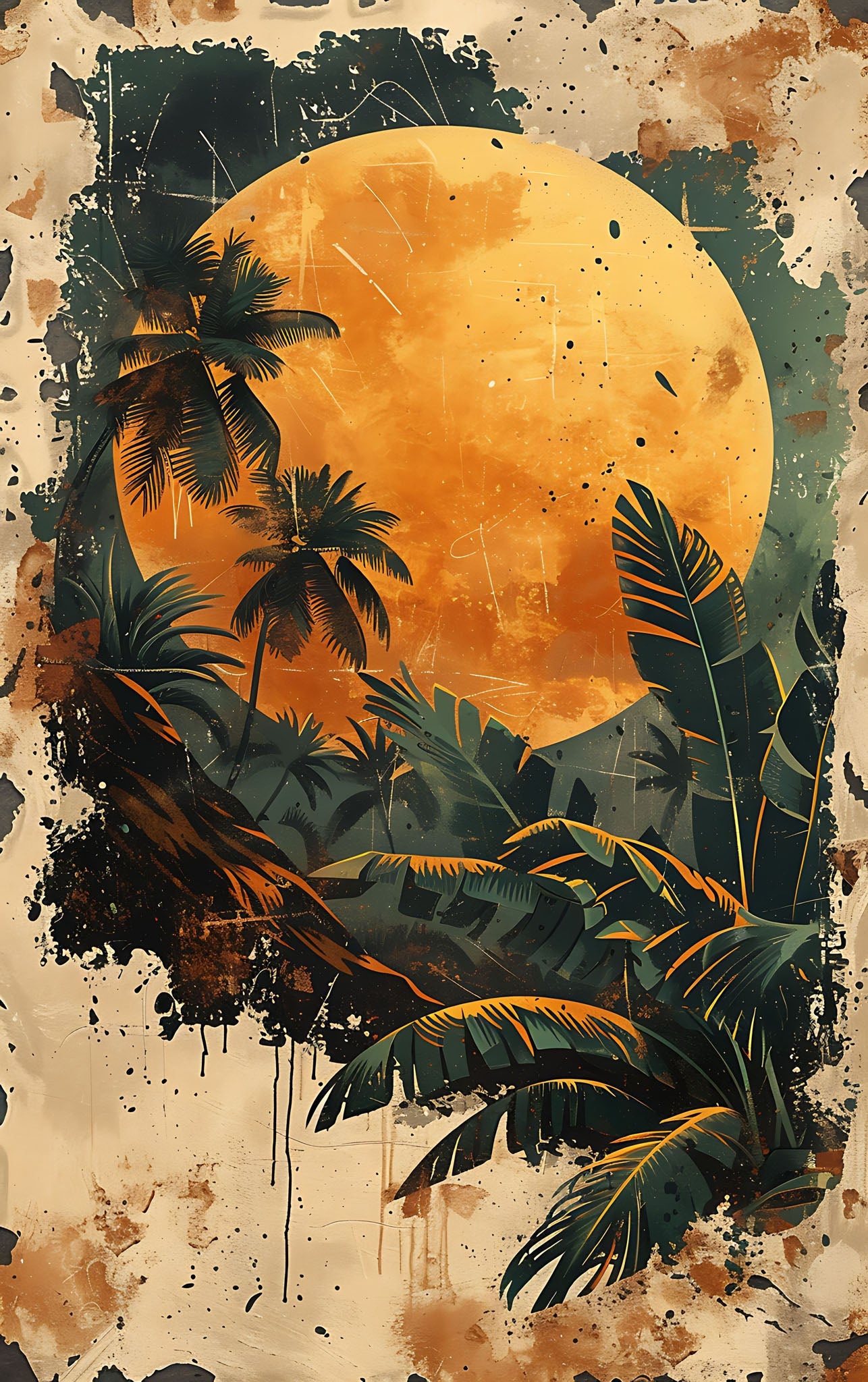 Tropical Moonlit Jungle Wall Art