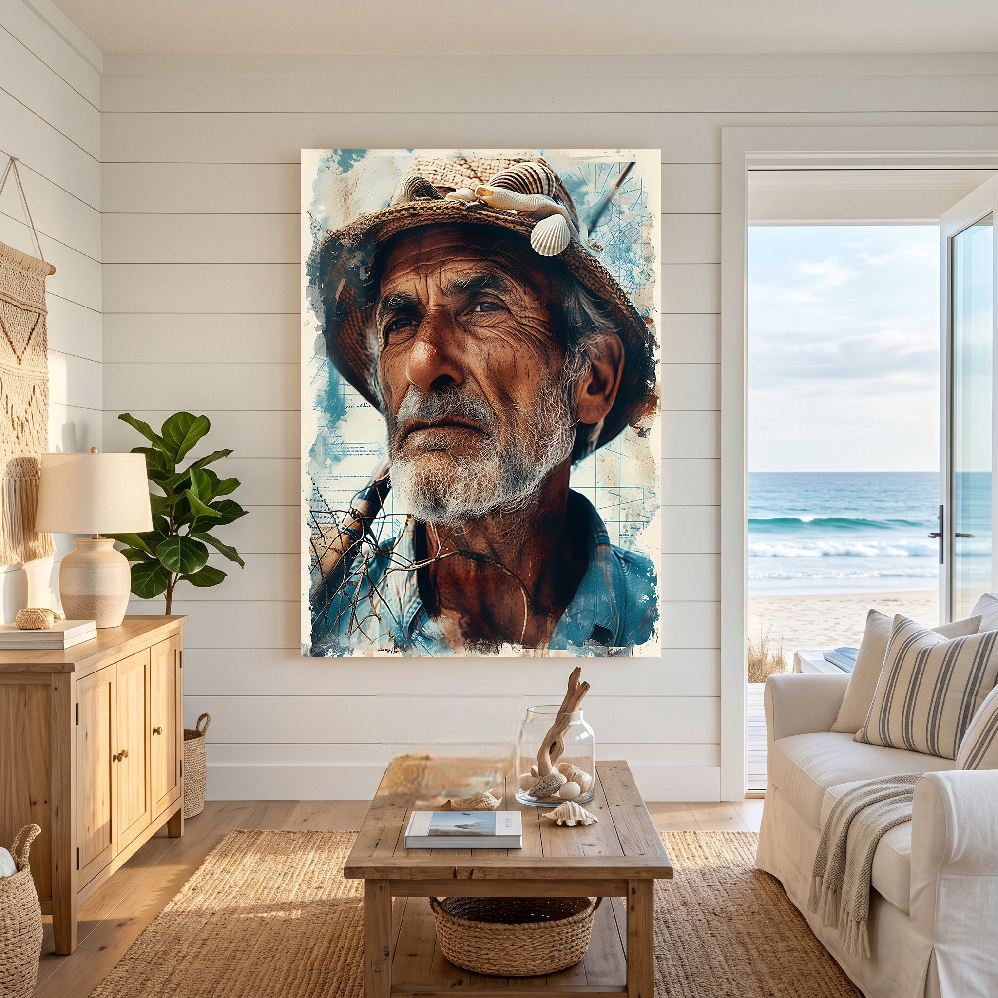 Weathered Fisherman Portrait Art Print
