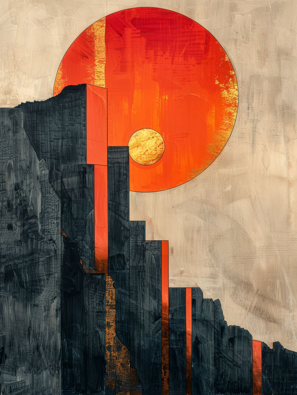 Abstract Mountain Sunburst Wall Art