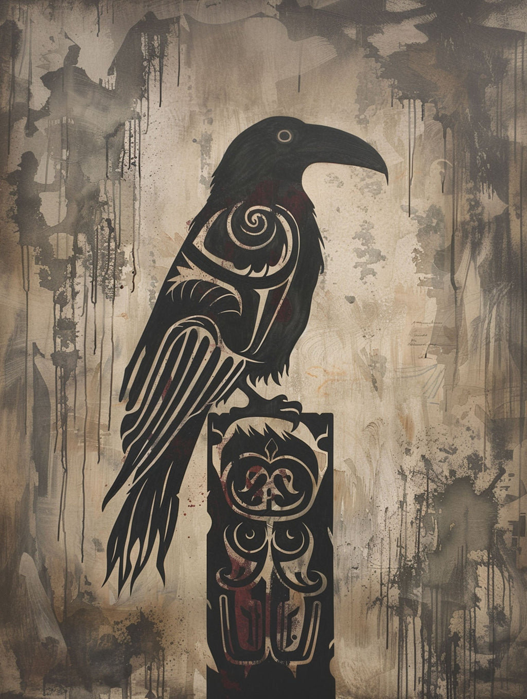 Tribal Raven Wall Art