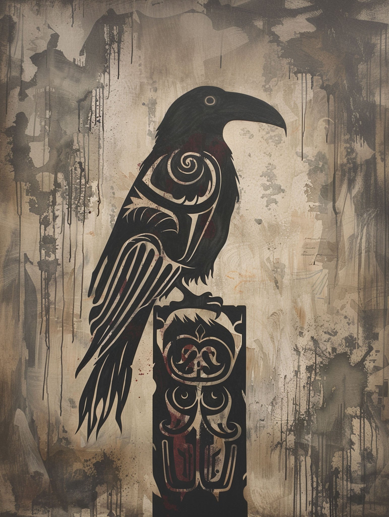 Tribal Raven Wall Art