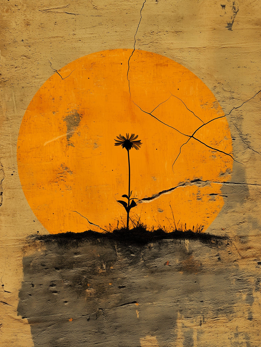 Minimalist Single Flower Against Sun Wall Art