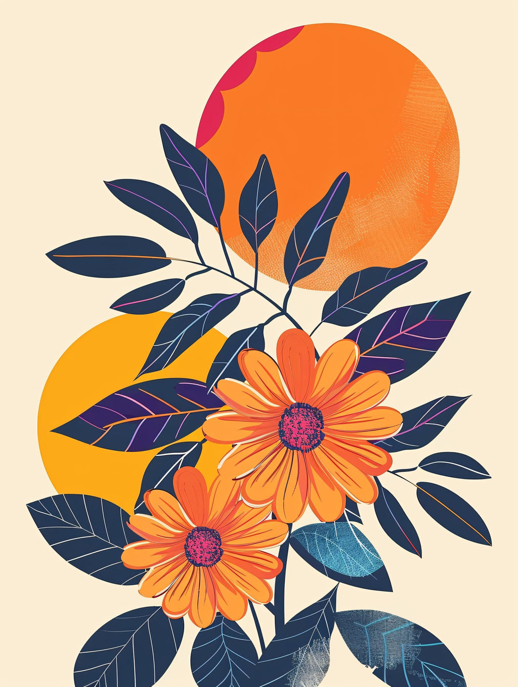Abstract Floral Sunburst Wall Art