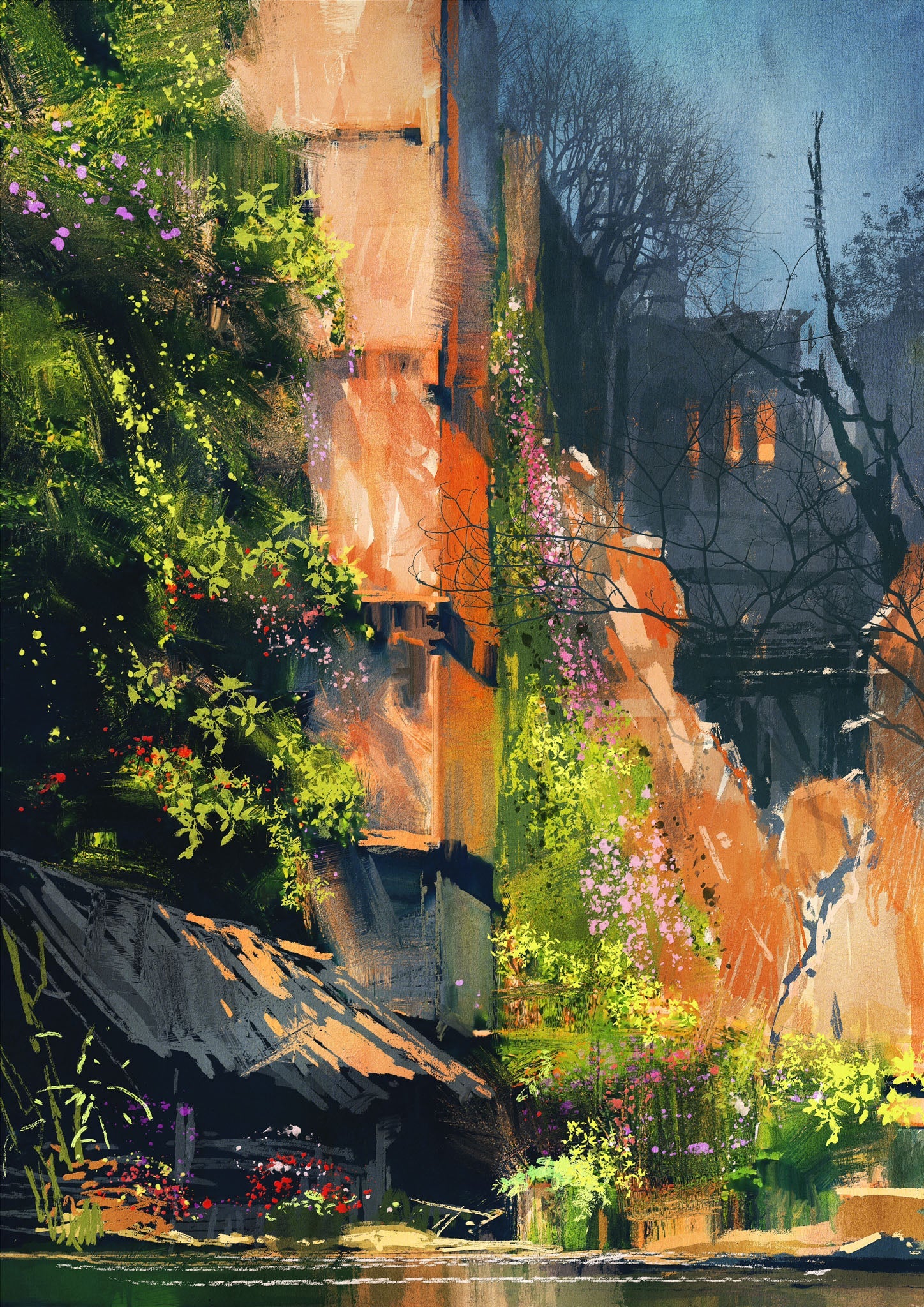 Vibrant Landscape Watercolor Painting