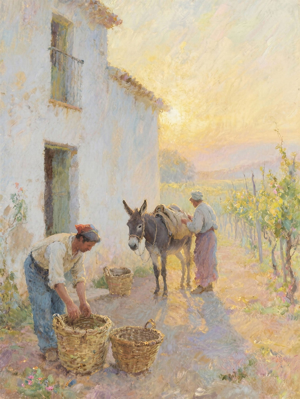 Rustic Farmhouse Scene With Donkey