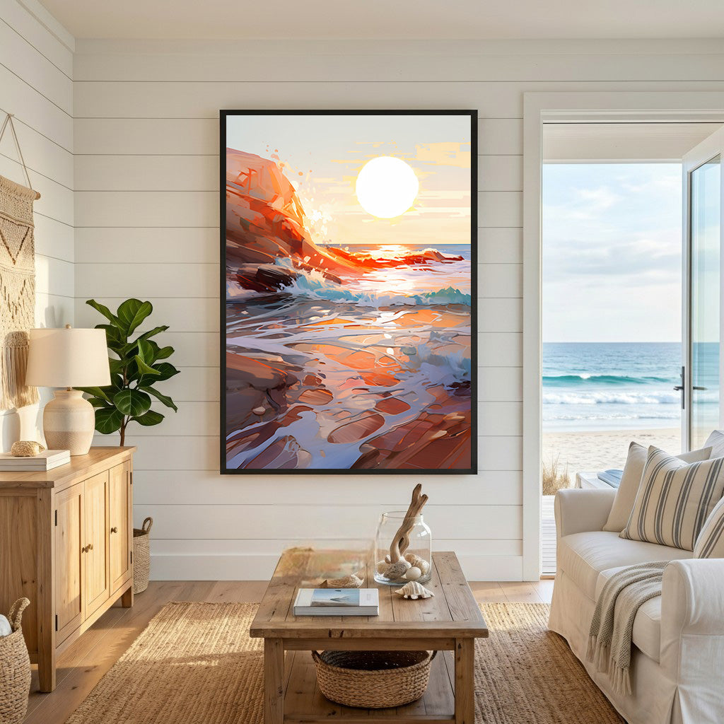 Coastal Sunset Over Rocky Shoreline
