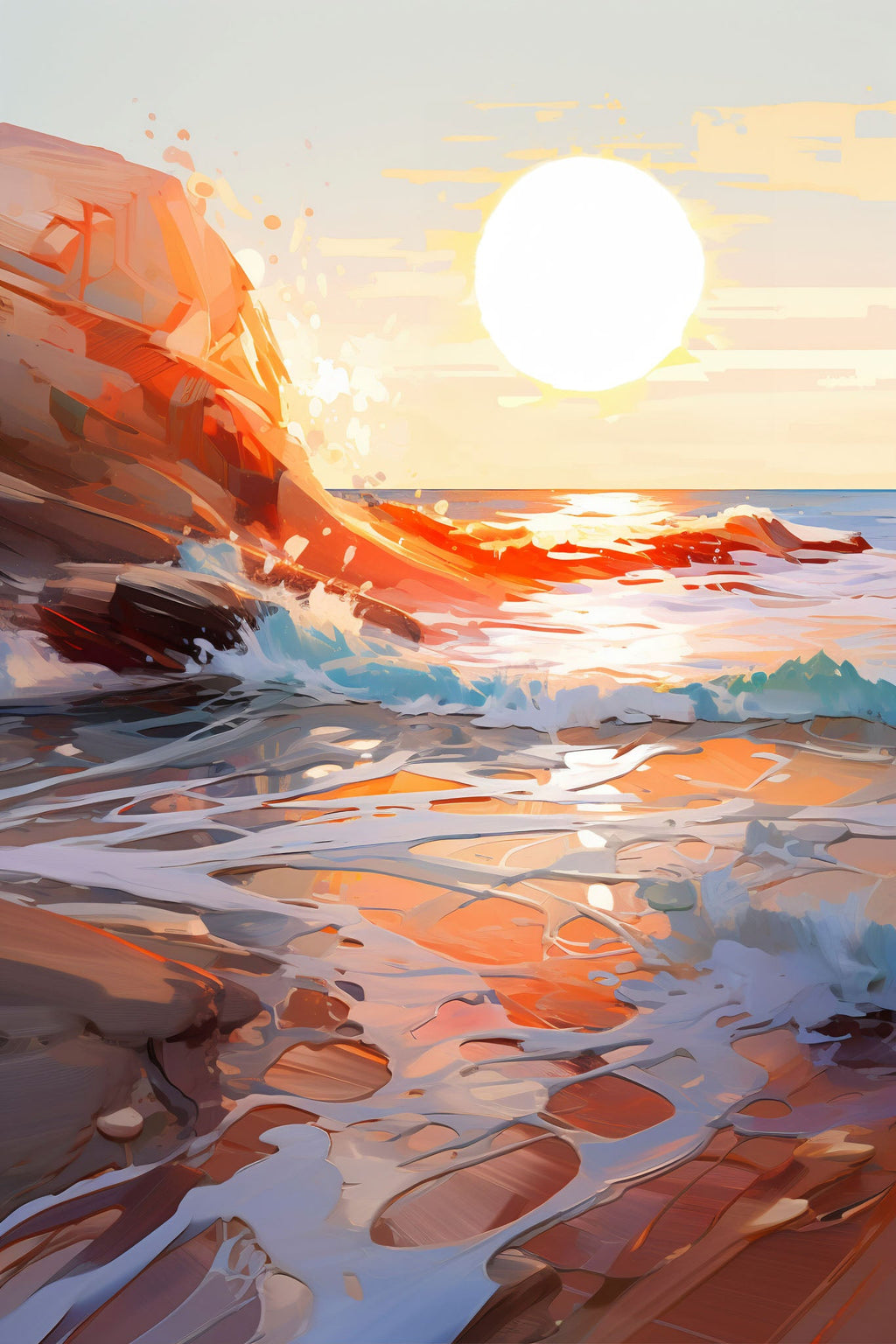 Coastal Sunset Over Rocky Shoreline