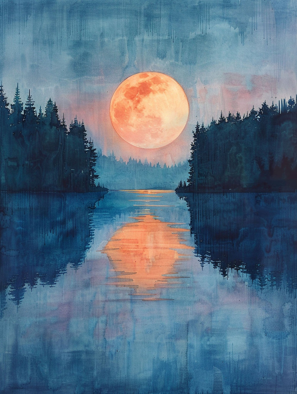 Enchanted Moonlit Lake Wall Art