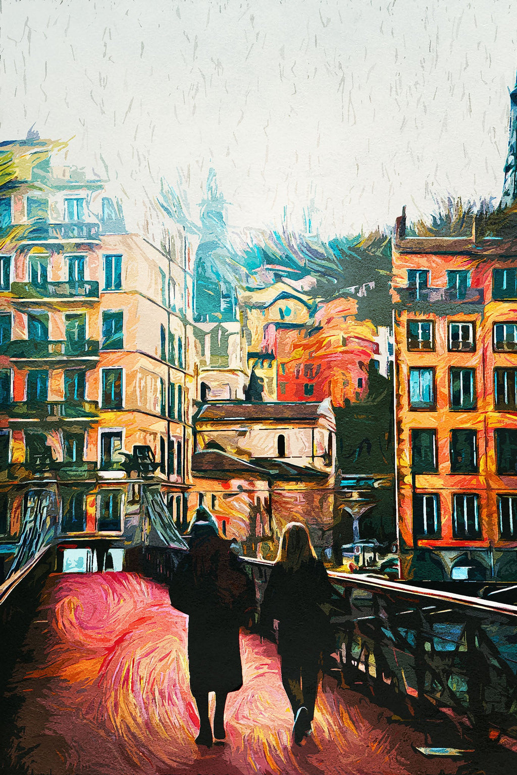 Impressionist Cityscape With Two Figures