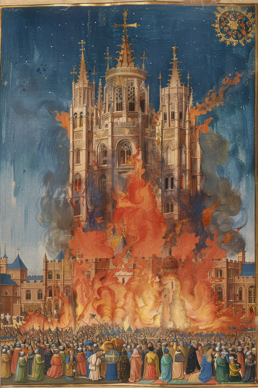 Grand Cathedral Fire Scene Wall Art