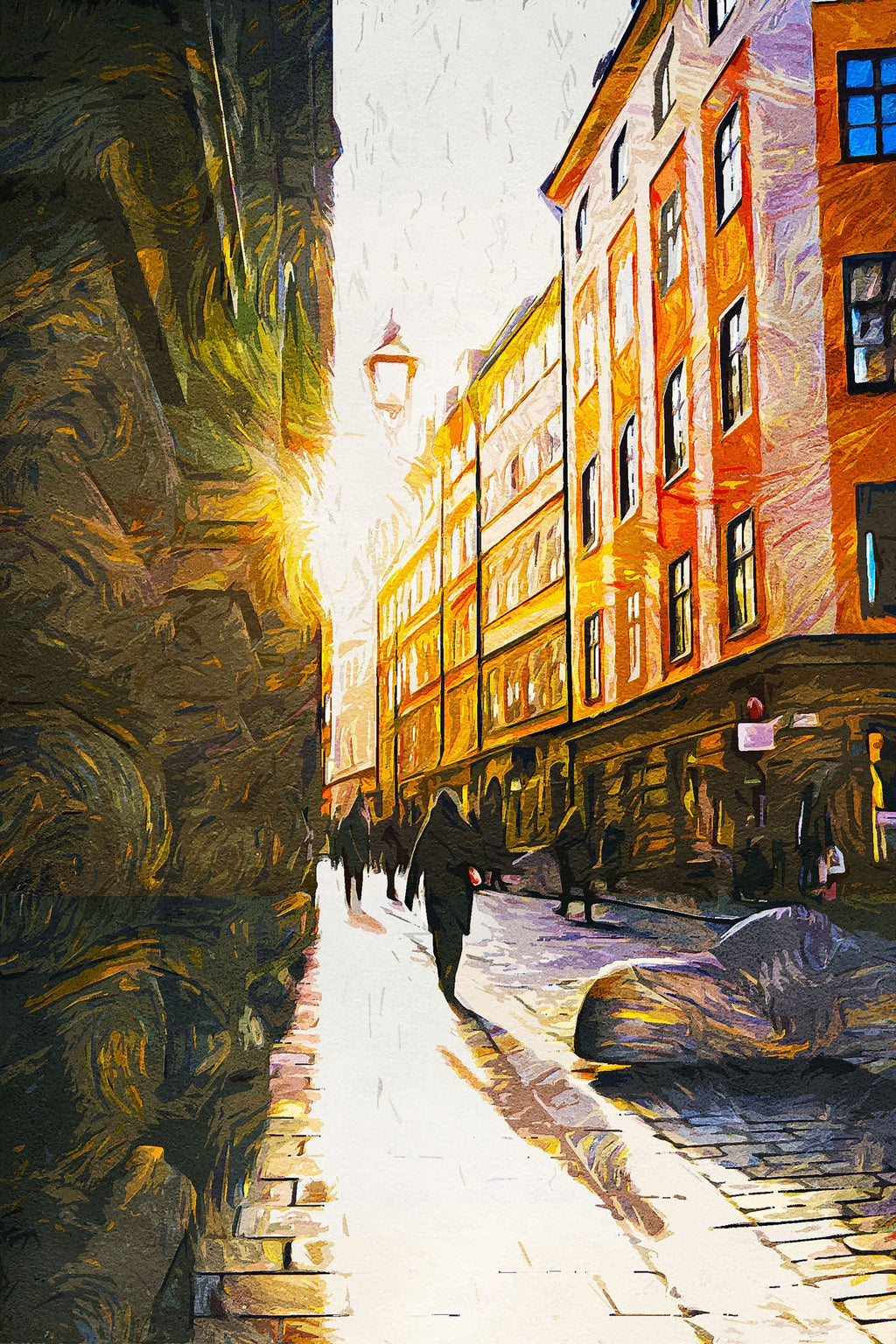 European City Street Scene Wall Art