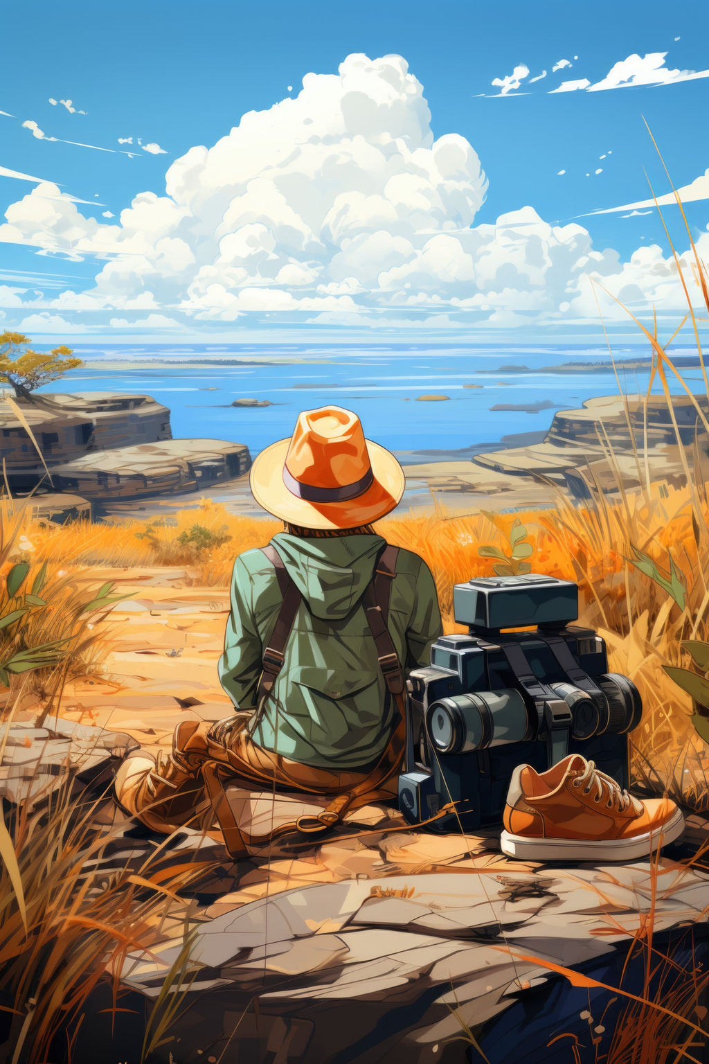 Serene Traveler Contemplating The Horizon