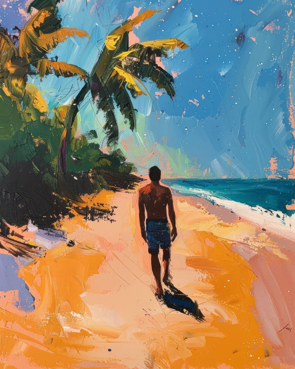 Tropical Beach Scene Wall Art