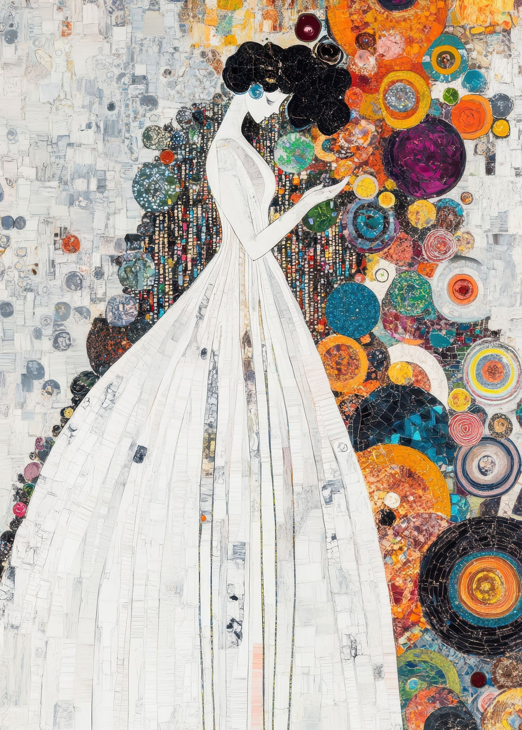 Abstract Woman In A White Dress Wall Art