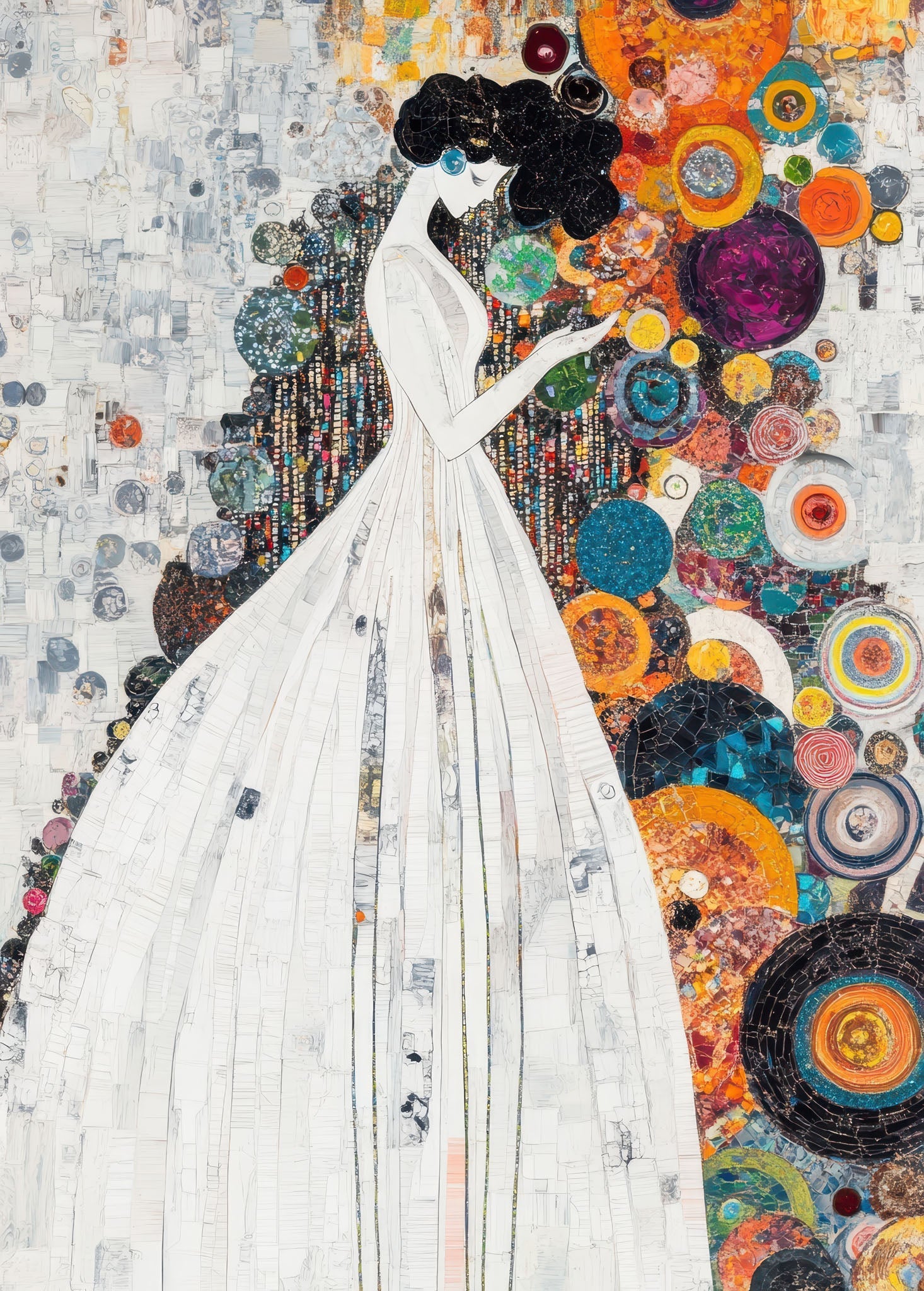 Abstract Woman In A White Dress Wall Art