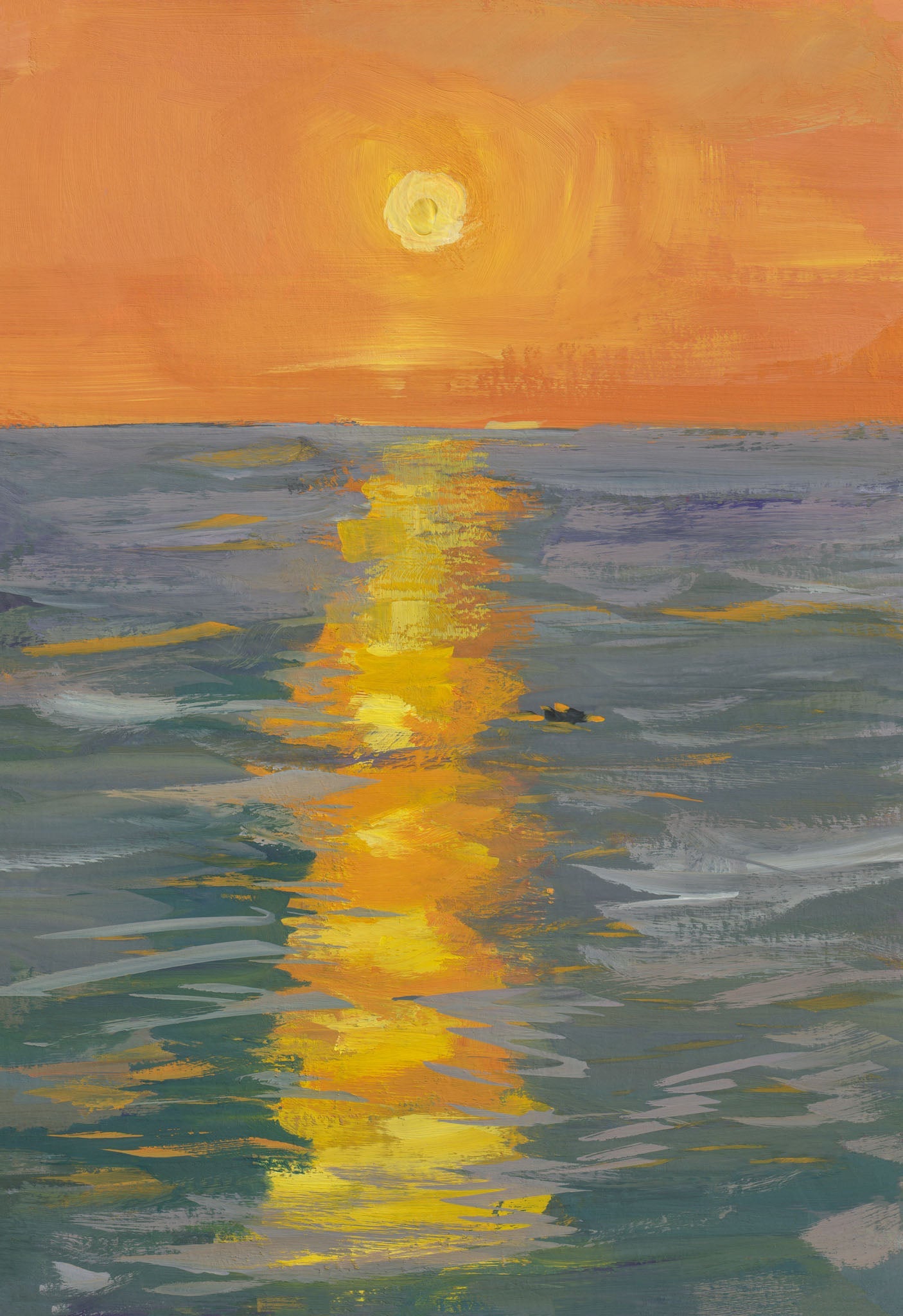 Sunset Over Water Canvas Wall Art