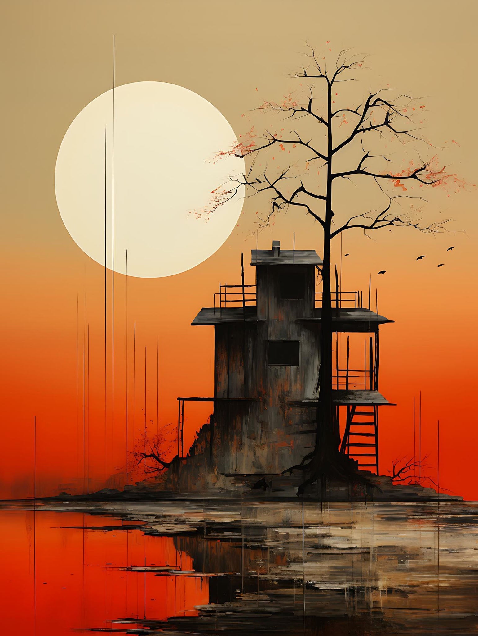 Serene Sunset Over Water Landscape