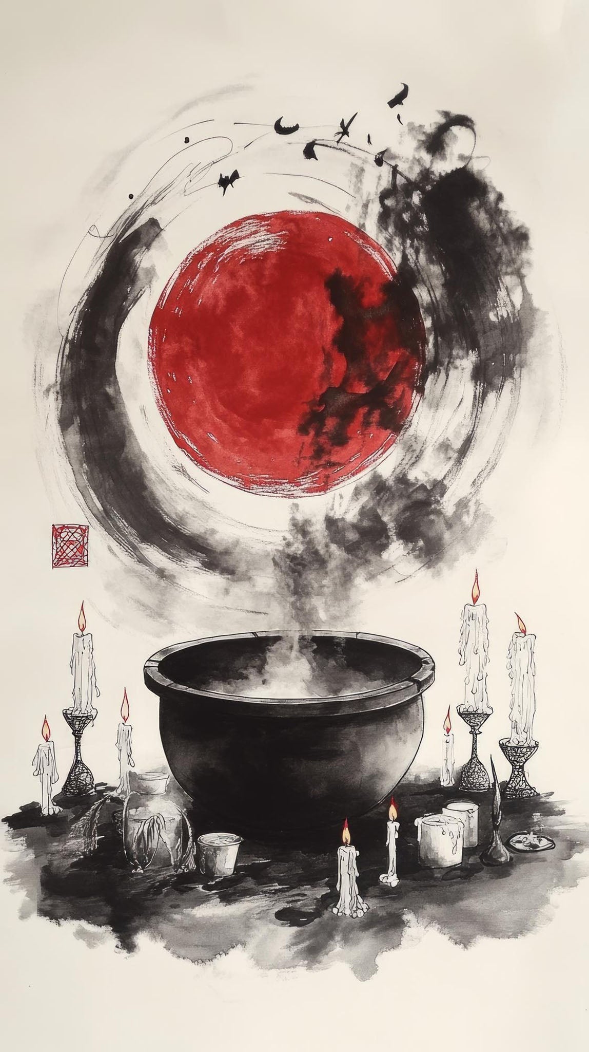 Mystical Moon Cauldron Wall Art