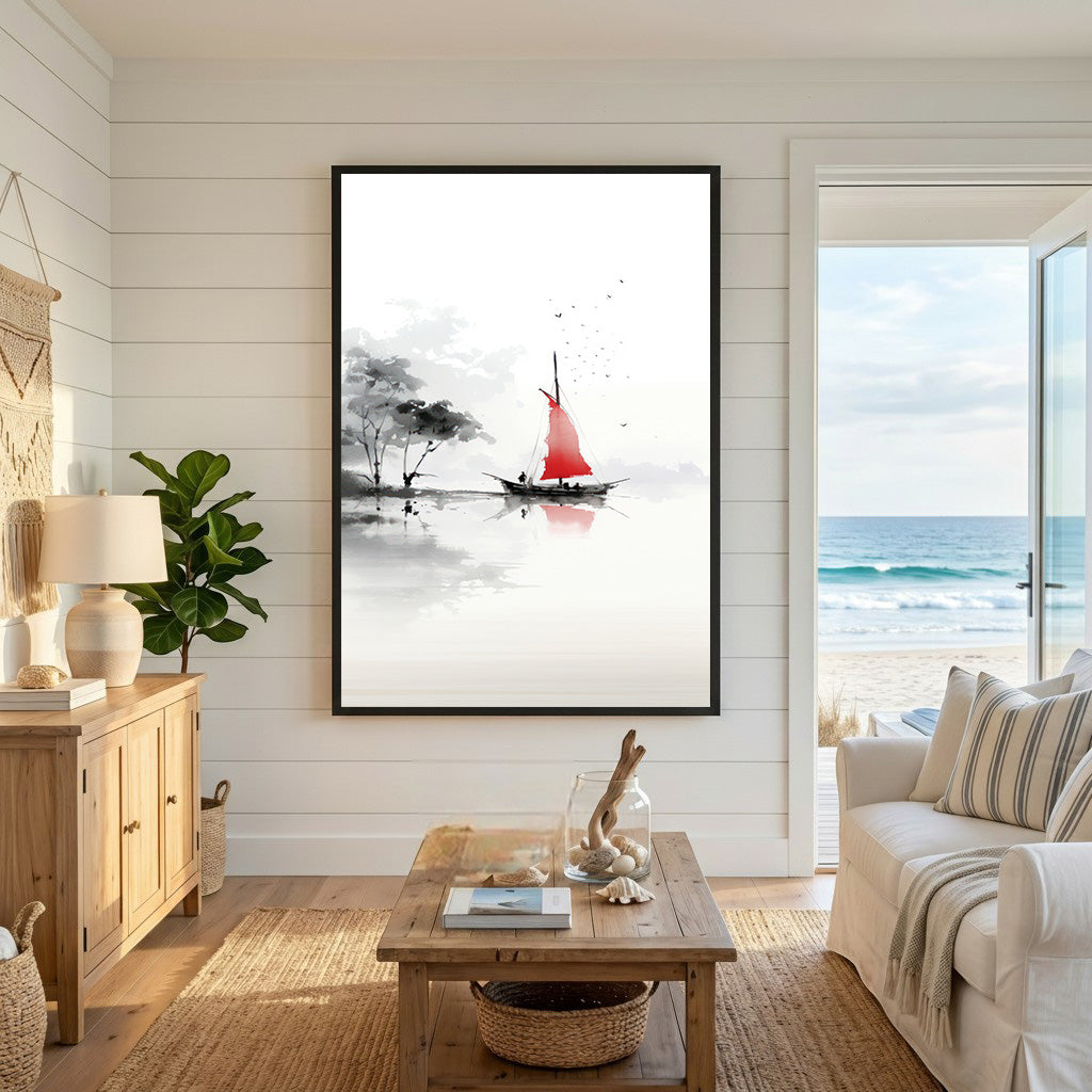 Serene Sailboat Landscape Wall Art