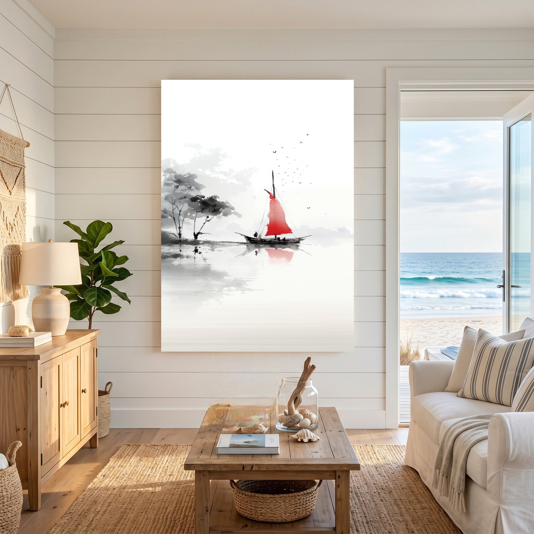 Serene Sailboat Landscape Wall Art
