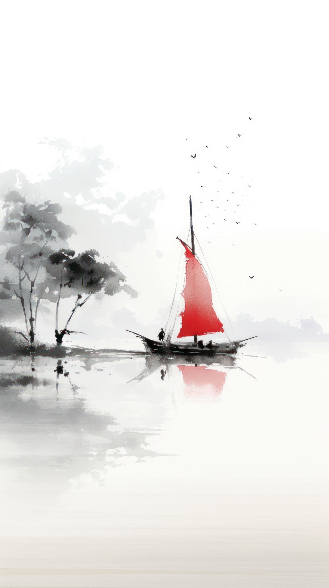 Serene Sailboat Landscape Wall Art