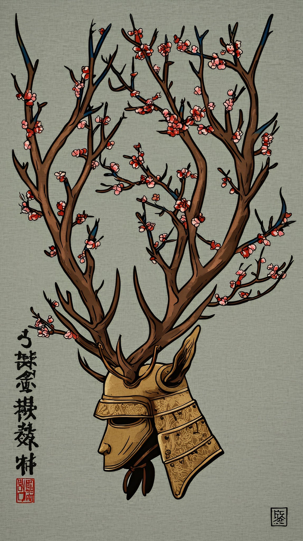 Samurai Deer Wall Art