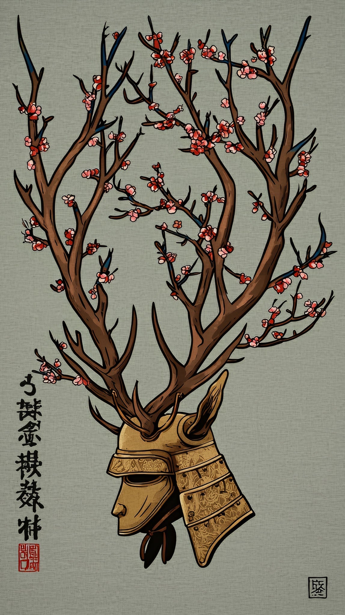 Samurai Deer Wall Art