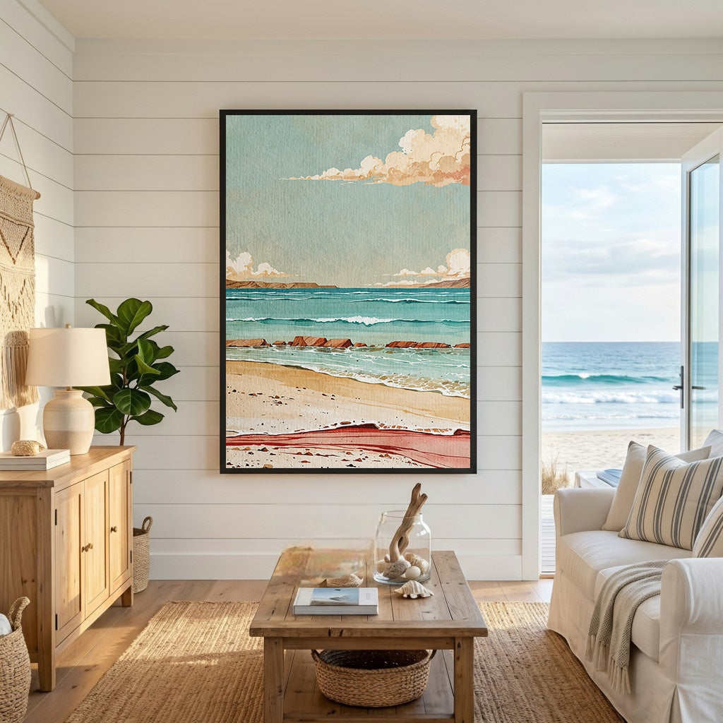 Coastal Landscape Watercolor Wall Art
