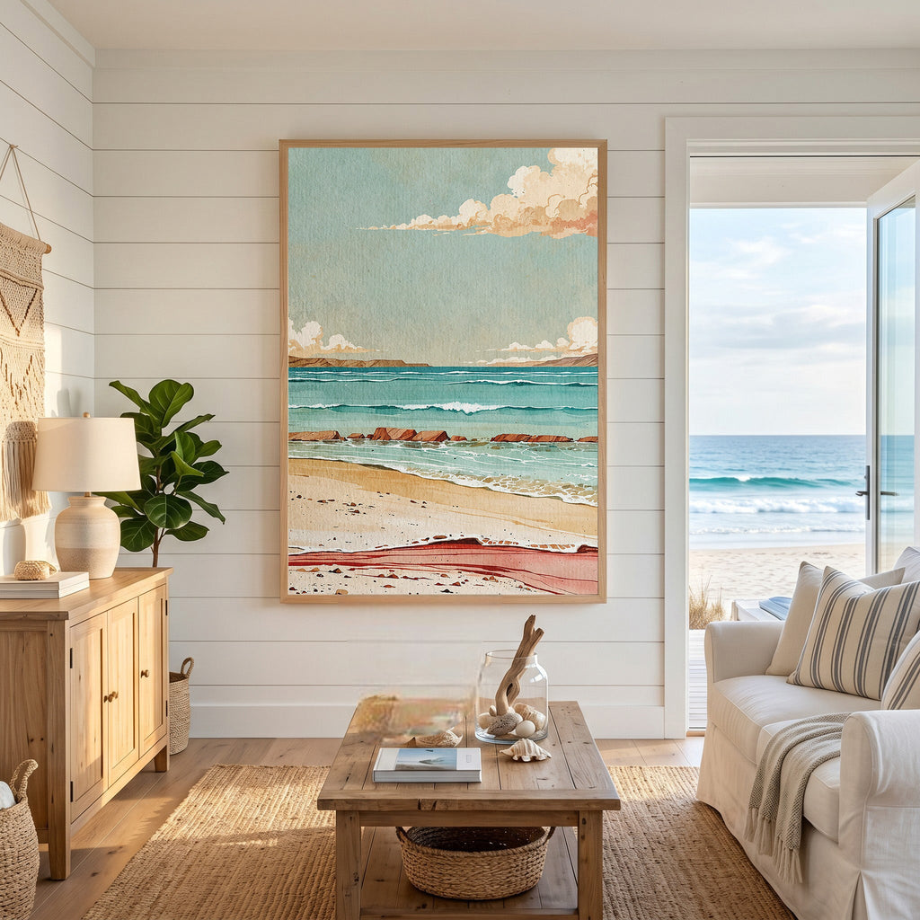 Coastal Landscape Watercolor Wall Art
