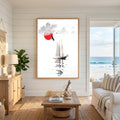 Sailboat Under Red Sun Wall Art