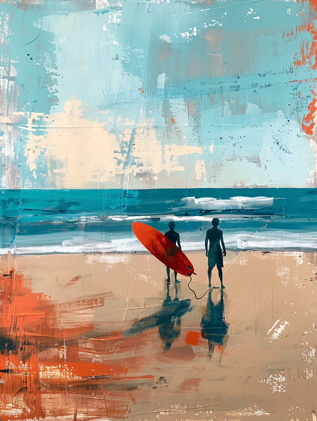 Surfers Waiting For Waves Abstract Art