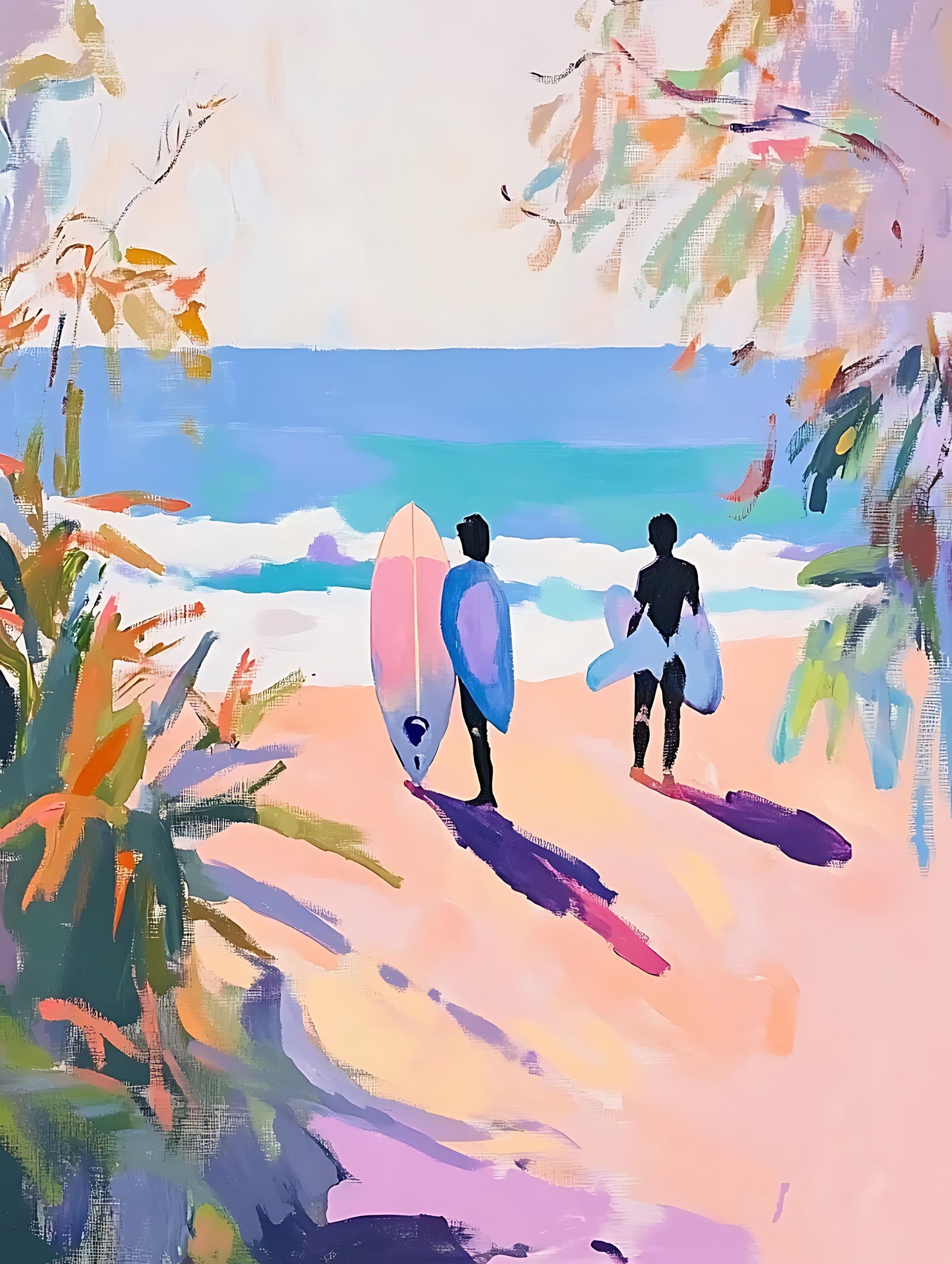 Surfers Walking Towards The Ocean