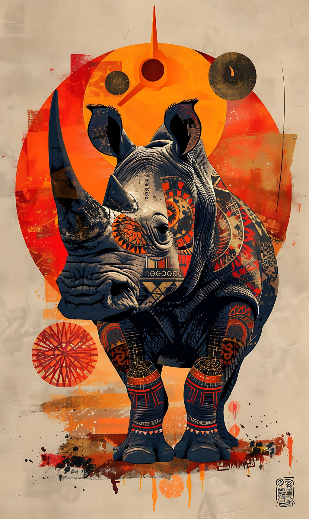 Tribal Rhino Wall Art