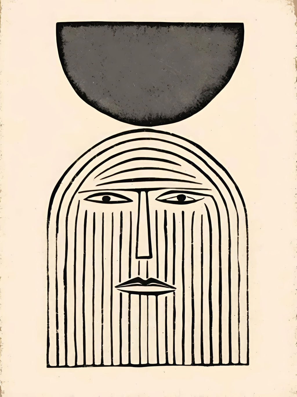 Abstract Face With Geometric Shape Wall Art