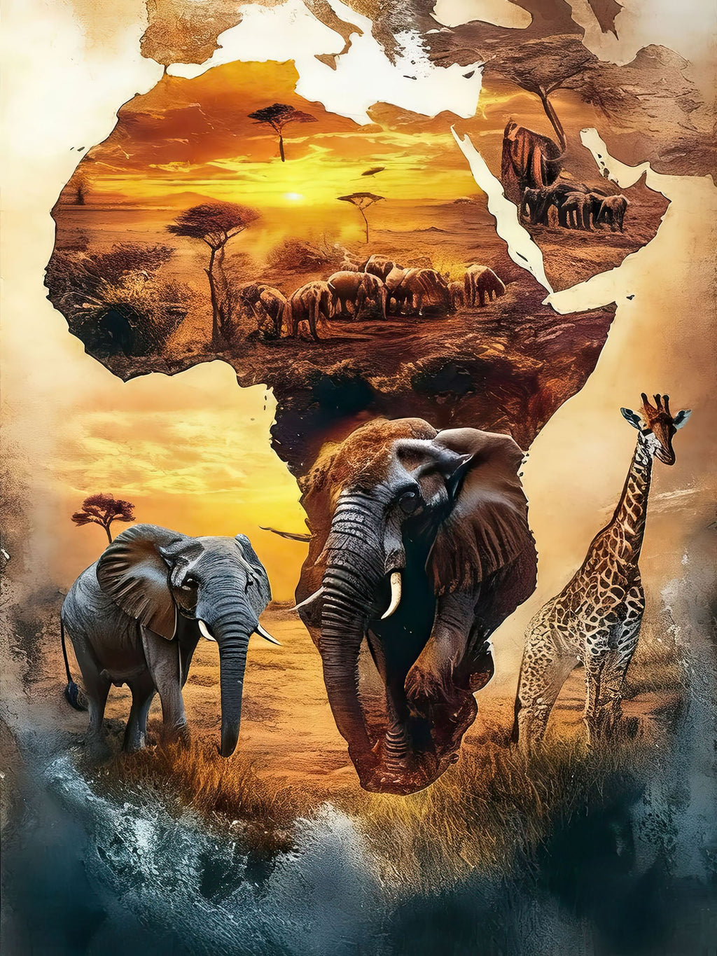 African Wildlife Safari Landscape Wall Art