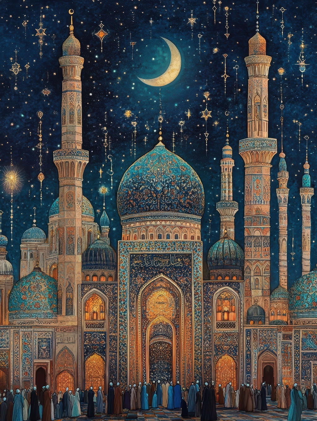 Majestic Mosque Under Starry Night Sky