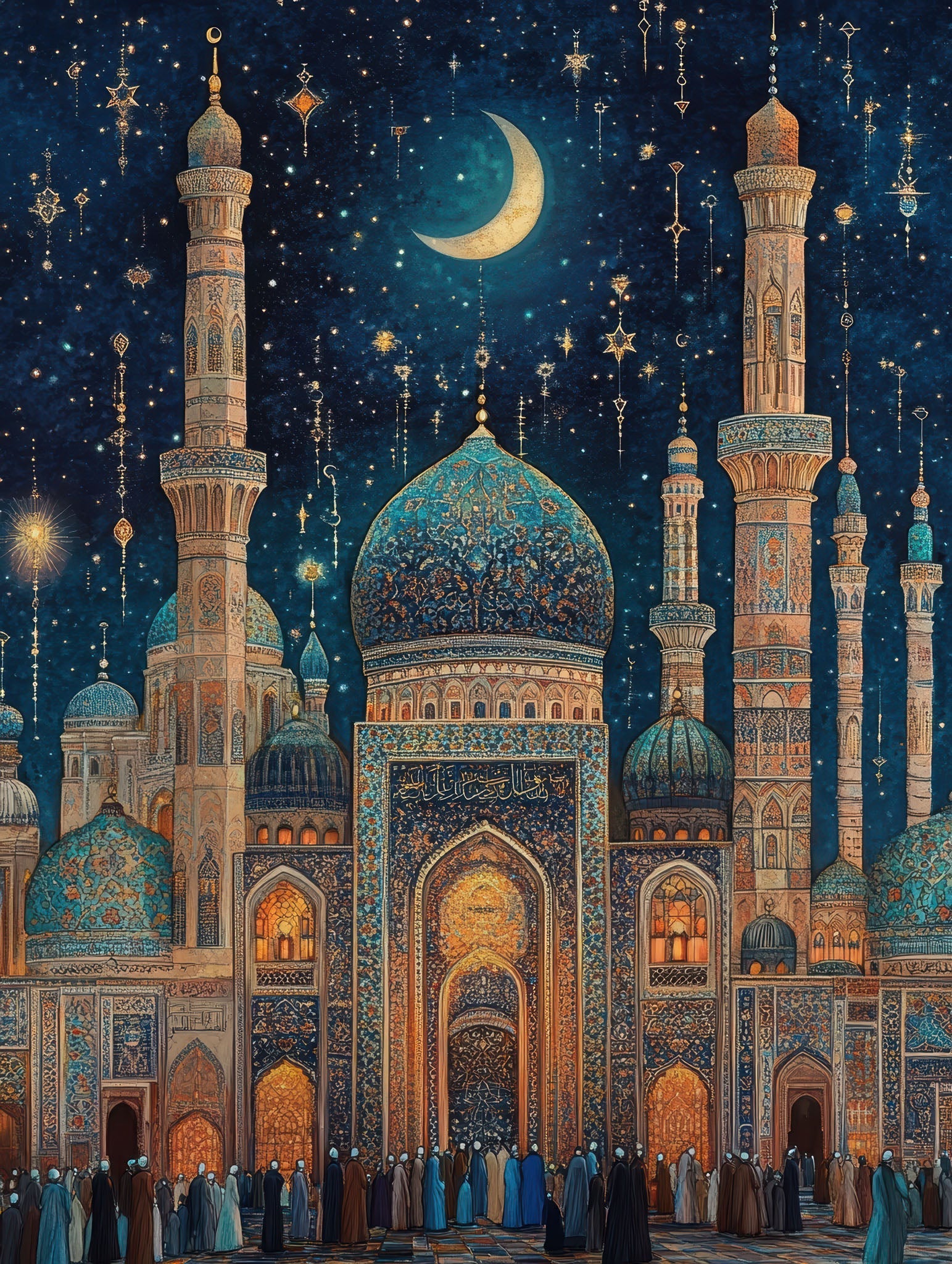 Majestic Mosque Under Starry Night Sky