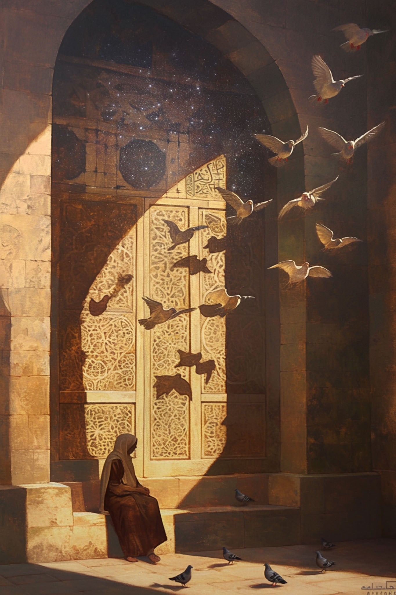 Majestic Birds And Solitary Figure Wall Art