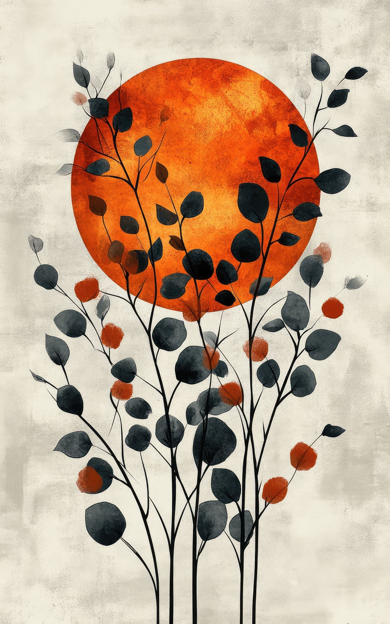 Abstract Botanical Sunburst Wall Art