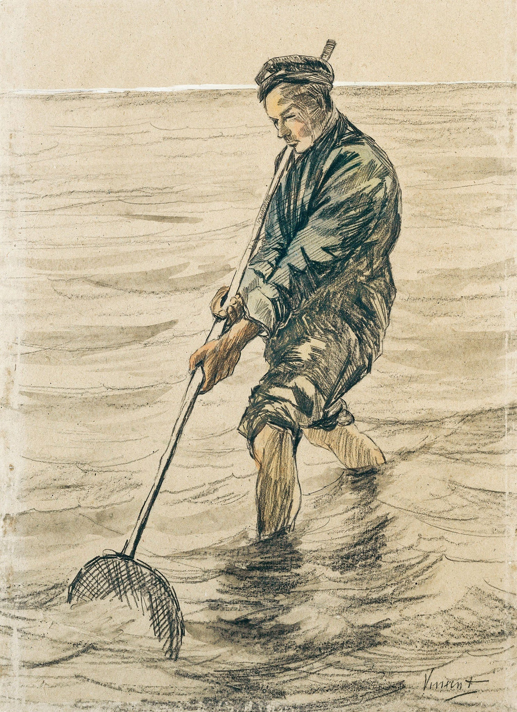 Fisherman With Net In Water