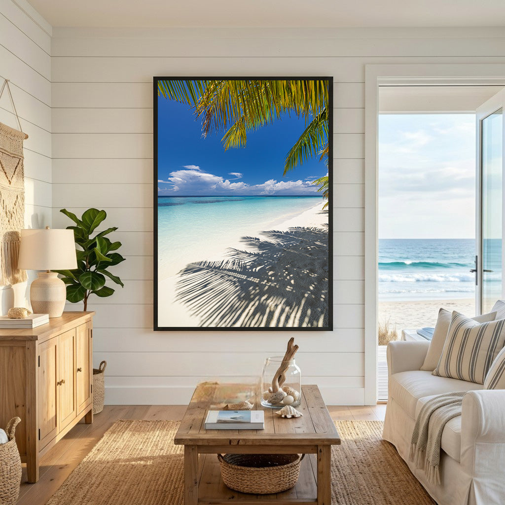 Tropical Beach Palm Tree Shadow Wall Art