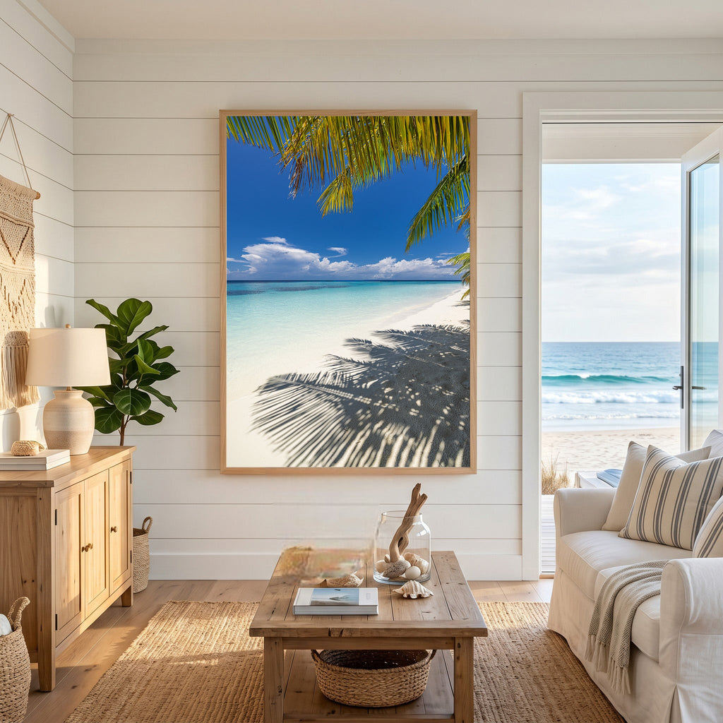Tropical Beach Palm Tree Shadow Wall Art