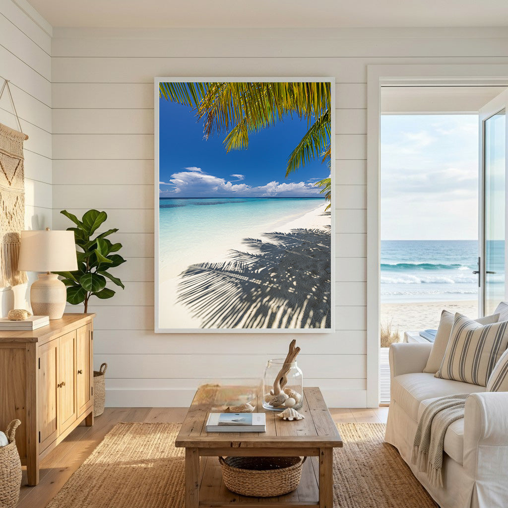 Tropical Beach Palm Tree Shadow Wall Art