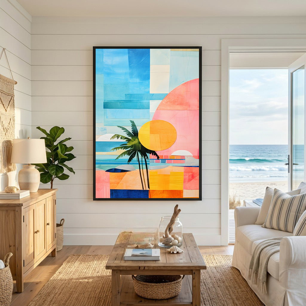 Abstract Tropical Beach Landscape Wall Art