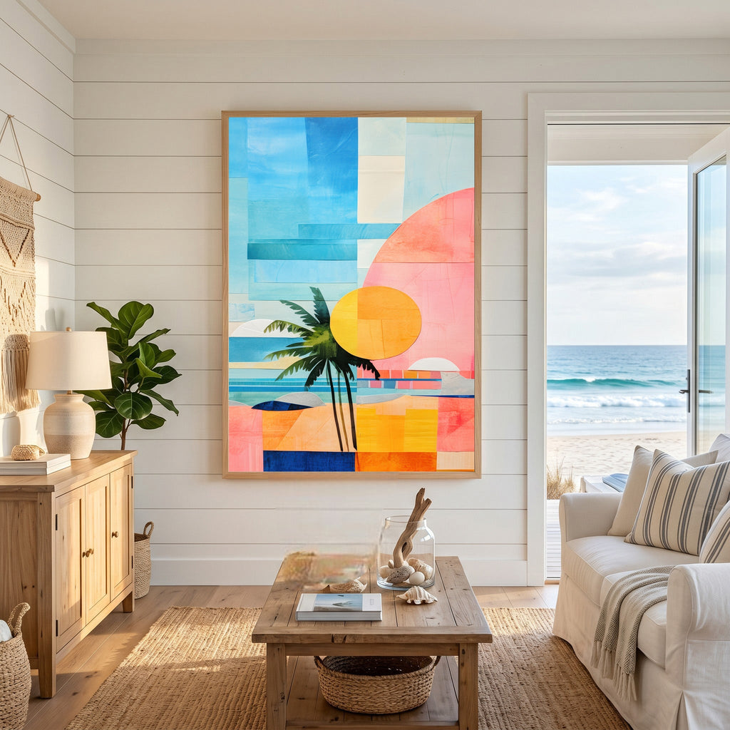 Abstract Tropical Beach Landscape Wall Art