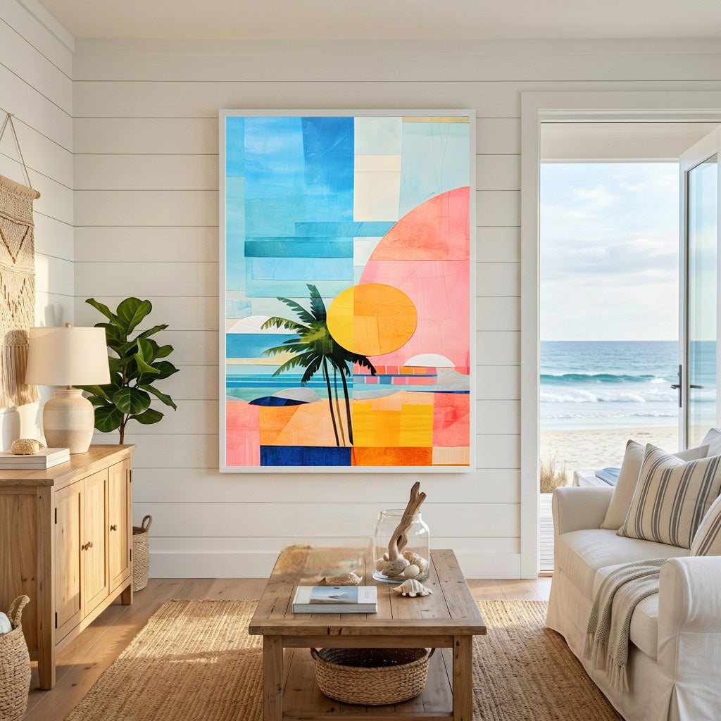 Abstract Tropical Beach Landscape Wall Art