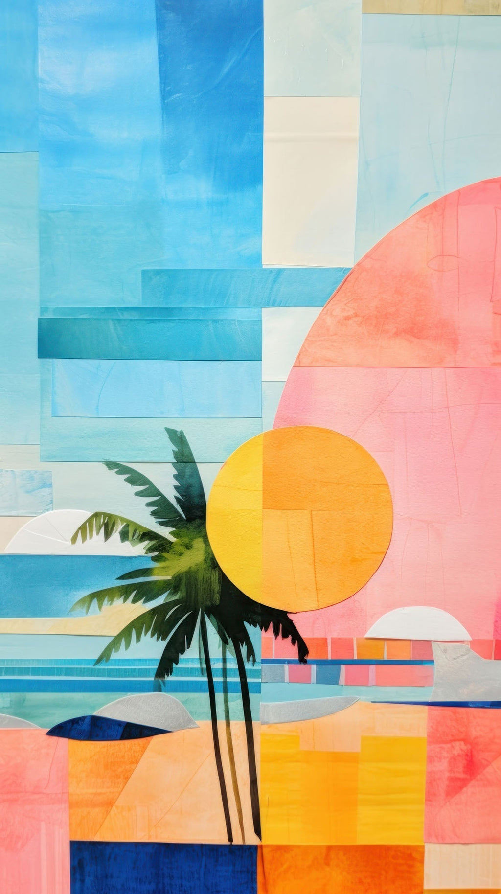 Abstract Tropical Beach Landscape Wall Art